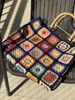Сумки бабушка квадратная ручная ручная ручная работа разноцветная сумочка для кошелька с этническим стилем с деревянной ручной модой