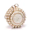 ABERA 2020 New Women Women Pearl Evening Facs Round miamond Party Party Party Presh Mini Handlets Metal Handel Bag Mn1498297e