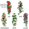 Fleurs décoratives ornement fournitures de fête bricolage tenture murale plantes de Simulation florale réaliste Roses guirlande rotin artificiel