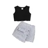 Set di abbigliamento Girls per bambini estate 2 pcs outfit con abbondante gonna a ripiegata con manica a maniche