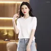 Women's Blouses Get Ready For Summer: Women's Knit Short-Sleeved Top With Ice Silk Material A Comfortable And Stylish Look Simple Design