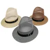 Unisex Women Men Shat Sun Strail Hats Cap Soft Fedora Panama Hats Шляпы на открытом воздухе широкие края кепки весна летние пляжные шляпа240l