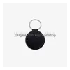 Sleutelringen 6 kleuren Sublimatie Keychain Creative Party Favor van Diy Blank Leather Keychains Round Heat Transfer Ring Druppel Leving Jewel DHS7G