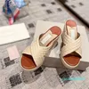 Damer Straw Wedge Sandals Heels Summer Open Toe Cross Strap Outdoor Beach Casual Shoes 35-40 storlekar