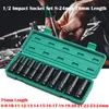 Delar 10st påverkar Socket Set 1/2 Drive Hex 824mm SPANNER DEEP Socket Key Long Pneumatic Wrench Head Mechanical Workshop Tools Garage Garage