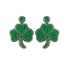 Серьги с серьгами dvacaman green strinestone clover