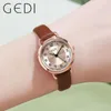 Wristwatches GEDI 2023 Trend Women Watches Luxury Waterproof Ladies Quartz Watch Leather Strap Fashion Casual Thin Woman Clock Gift Girls