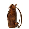 حقيبة ظهر Retro Crazy Horse Leather Men Men Grase-Capative 16 بوصة ، طبقة مثلية ، فاخرة.