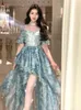 Robes de soirée florale princesse robe de bal robe pour les femmes 2023 mode élégant volants bulle manches col en V été français doux fée longue