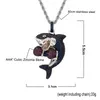 Sport Boxing Shark Necklace Bling Jewelry Set 18k Gold Diamond Cubic Zirconia Animal Pendant Hip Hop Necklaces for Women Men Stainless Steel Chain