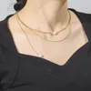 Collane con ciondolo Teamer Trendy Perle d'imitazione Collana girocollo per donne Ragazze Elegante catena a doppio strato Gioielli Regalo di San Valentino