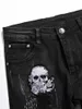 Herren Jeans Schädel Stickerei Ripped Holes Denim Hosen Männer Reißverschluss Biker Streetwear Slim Fit Y2k Punk Hip Hop Casual Jogger