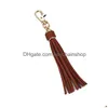 Keychains Lanyards 5 Colors Tassel Keychain Festive Women Personalized Charm Pendant Mental Key Ring Valentines Day Gift Bk Lanyar Dhku7