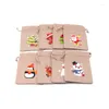 Gift Wrap 5pcs Jute Bags Christmas Drawstring Pouch Cotton Linen Packaging For Jewelry Candy Storage Sack Burlap Bag