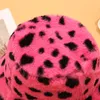 Beretten Vintage Fluffy Embet Hat Leopard Print Plush Fisherman Cap Ooorbescherming Wijd richthoed bedekken Gezicht warm