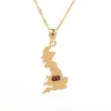 Collane con ciondolo Color oro Mappa del Regno Unito Collana British Glasgow London UK Gran Bretagna e Irlanda del Nord Gioielli