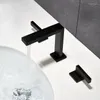 Zlew łazienki krany Basen kran zimny i szeroko rozpowszechniony w stylu 3 -dziury w stylu Ameryki Północnej czarne mosiężne krany mikserów