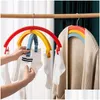 Hangers rekken roterende hanger 2in1 mtifunctionele regenboog colorf kleding ondergoed sokken haak huishouden droogrek drop levering h dhcl0