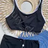Sexy Split-Badeanzug-Set, Nylon-Badeanzug mit Gewinde, hohe Taille und gepolstert, Damen-Badeanzug, Sommer, Strandurlaub, Patchwork-Farbe, hochwertiger Luxus-Bikini