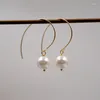 Dangle Earrings Minar Classic White Grey Round Simulated Pearl Hook Earring Gold Plating Metal Big Drop For Women Wholesale Jewelry