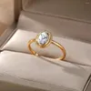 Pierścienie klastra vintage kamień naturalny dla kobiet stal nierdzewna Księżyc Księżyca Pierścień Matki Boletka Buho Biżuter Wedding Prezent Bague