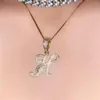 Chaînes 26 lettres collier micropavé cristal lettre cursive pendentif pour femmes grande chaîne Alphabet sur le cou tour de cou bijoux