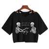 T-shirt Summer Punk Skull Grunge Tshirt Women Skull and Cat Mom Tee Shie Shor Short Female Top