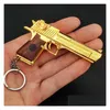 Mode Accessories Gold Color Desert Eagle Pistol Toy Gun Miniature Model Wood Handle Keychain Metal Shell Alloy Birthday Gift 1159 Dr Dhpae