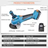 Uitrusting 20V Snoerloze Impact Min Haakse Slijper Variabele Snelheid 4.0A LithiumIon Batterij DIY Elektrisch Gereedschap Snijden Elektrisch M14115mm Machine