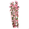 Dekorative Blumen Kränze Künstliche Blume Künstliche Violett Rattan Wandbehang Korb Wohnzimmer Dekor Wisteria Simation Dr Dh0N2