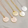 Custom Engraved Names Date Stainless Steel Round Pendant Necklace Personalization Included Text Free with Chain Gift for Lovers