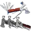 Hammer Mini Axt Tragbare Edelstahlkonstruktion Holz Inlay Griff Multitool Axt Outdoor Camping Hammer Beil Werkzeug Handwerkzeuge