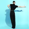 Stage Wear Latin Dance Tops Men Summer Ballroom Practice Short Sleeve Tango Dancing Salsa Clothing Black Costume DQ7002