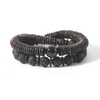 STRAND NATUURLIJKE houten armband Homme Black lava stenen kralen braclet heren accessoires casual sieraden dubbel gelaagde vulkanische braslet