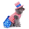 Chien chat 4 juillet costumes drapeau américain USA vêtements avec chapeau pour chiens vêtements pour animaux de compagnie pour le jour de l'indépendance Memorial Day quatrième juillet taille