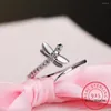 Cluster Rings 925 Sterling Silver Luxury Clear Zircon Dragonfly Opening Ring Insect Anillos De Prata For Women Trendy Fine Jewelry BSR384