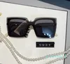 słynne okulary przeciwsłoneczne duże płaskie damskie damskie okulary słoneczne łańcuch kobiet kwadratowych ramek projektantka mody