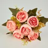 Decorative Flowers Fall Artificial Silks Peony High Quality White Bouquet For Wedding Table Party DIY Gift 6 Heads Home Decor