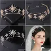 Hair Jewelry Barroce Princess Diadem Bling Star Tiara e Crown Goldsier Color Metal Metal Heads for Bride Drop Deliver Dhgarden Dhtzp