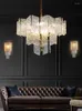 Pendant Lamps Postmodern All-copper Light Luxury Dining Room Chandelier French Villa Living Bedroom Art Glass