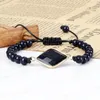 Strand Natural Blue SandStone Round Beads Bracelets Shiny Stone Pendants Charms Women Men Yoga Tibetan Buddha Jewelry