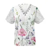 T-shirt feminina feminina T-shirt elegante camiseta floral camise