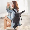 Wholesale Anime Pocket black plush toy backpack children's school bag shopping bag holiday gift