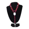 4 couleurs collier de sublimation pendentif de transfert de chaleur collier de perles de chapelet croix jésus pendentifs en métal FY5341 tt1226