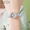 Wristwatches GEDI 2023 Trend Women Watches Luxury Waterproof Ladies Quartz Watch Leather Strap Fashion Casual Thin Woman Clock Gift Girls