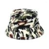 Bérets Camo chaud casquettes laine fausse fourrure hiver seau chapeau pour femmes Camouflage pêcheur chapeaux casquette Panama dame mode