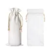 Bolsas de regalo de botellas de vino de boda en blanco de sublimación Bolsa de vino de lona con cordón para decoración de Navidad de Halloween CPA5720 bb0513