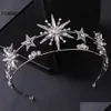 Hair Jewelry Barroce Princess Diadem Bling Star Tiara e Crown Goldsier Color Metal Metal Heads for Bride Drop Deliver Dhgarden Dhtzp