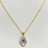 24K GOUD GOLDE MICRO PAVE Cubieke zirkonia Inlay Shell CZ Turkish Blue Evil Eyes Pendant Charm Choker ketting