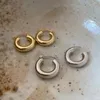 Boucles d'oreilles créoles en argent Sterling 925 véritable pour femmes C Tube rond cercle boucles d'oreilles Piercing oreille poli coréen minimaliste bijoux